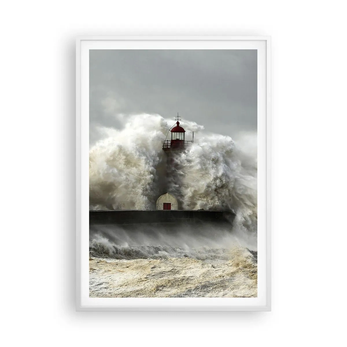 Plakat w białej ramie - Gniew oceanu - 70x100 cm