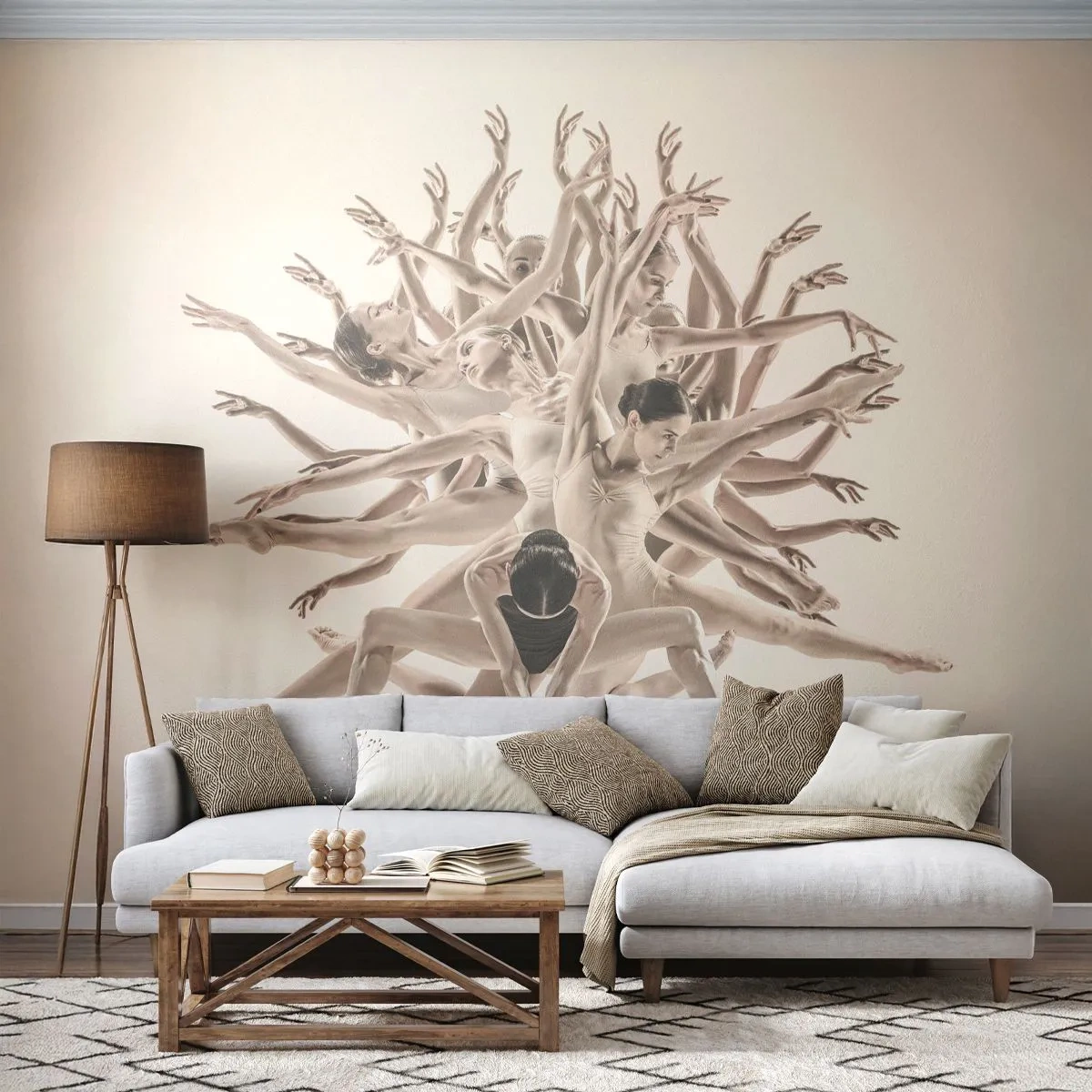 Fototapeta Standard Eco - Dynamiczna kompozycja baletnic w artystycznym układzie - 100x70cm - Rozkwitanie w tańcu - Nowoczesna dekoracja ścienna do salonu i sypialni ARTTOR