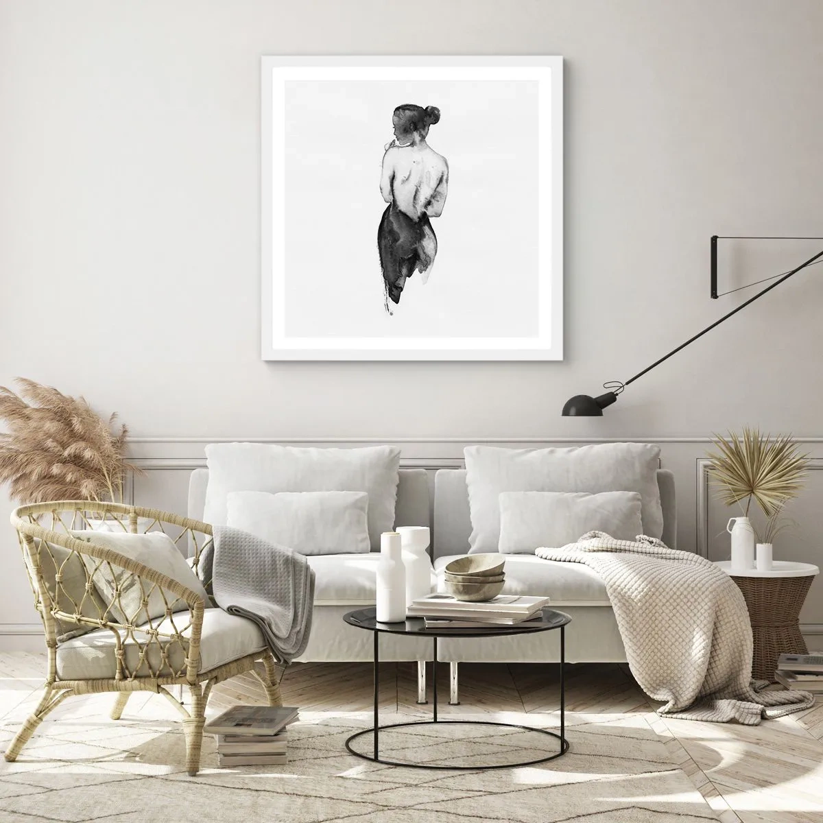 Plakat w białej ramie - Przy niej świat znika - 40x40 cm