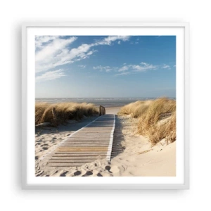 Plakat w białej ramie - Za wydmą, w szumie traw - 60x60 cm