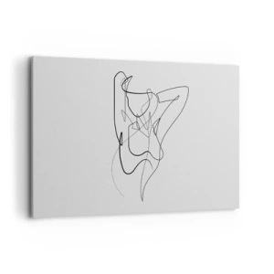 Obraz na płótnie - Minimalistyczny kontur kobiecej sylwetki - 120x80cm - Naprawdę, jaka jesteś... - Nowoczesna dekoracja ścienna do salonu, kuchni i sypialni ARTTOR