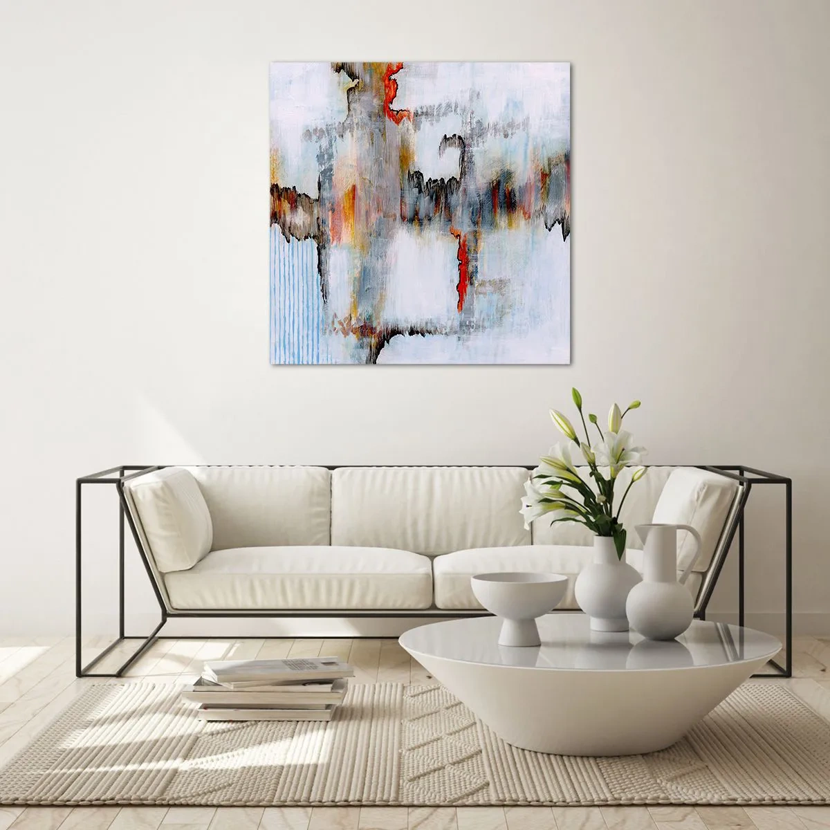 Obraz na szkle - Patykiem na wodzie - 60x60 cm