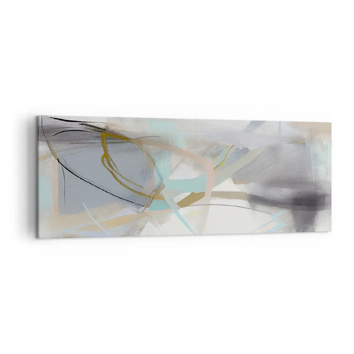 Obraz na płótnie - Pastelowa abstrakcja z delikatnymi liniami - 140x50cm - Abstrakcja zamglona - Nowoczesna dekoracja ścienna do salonu i sypialni ARTTOR