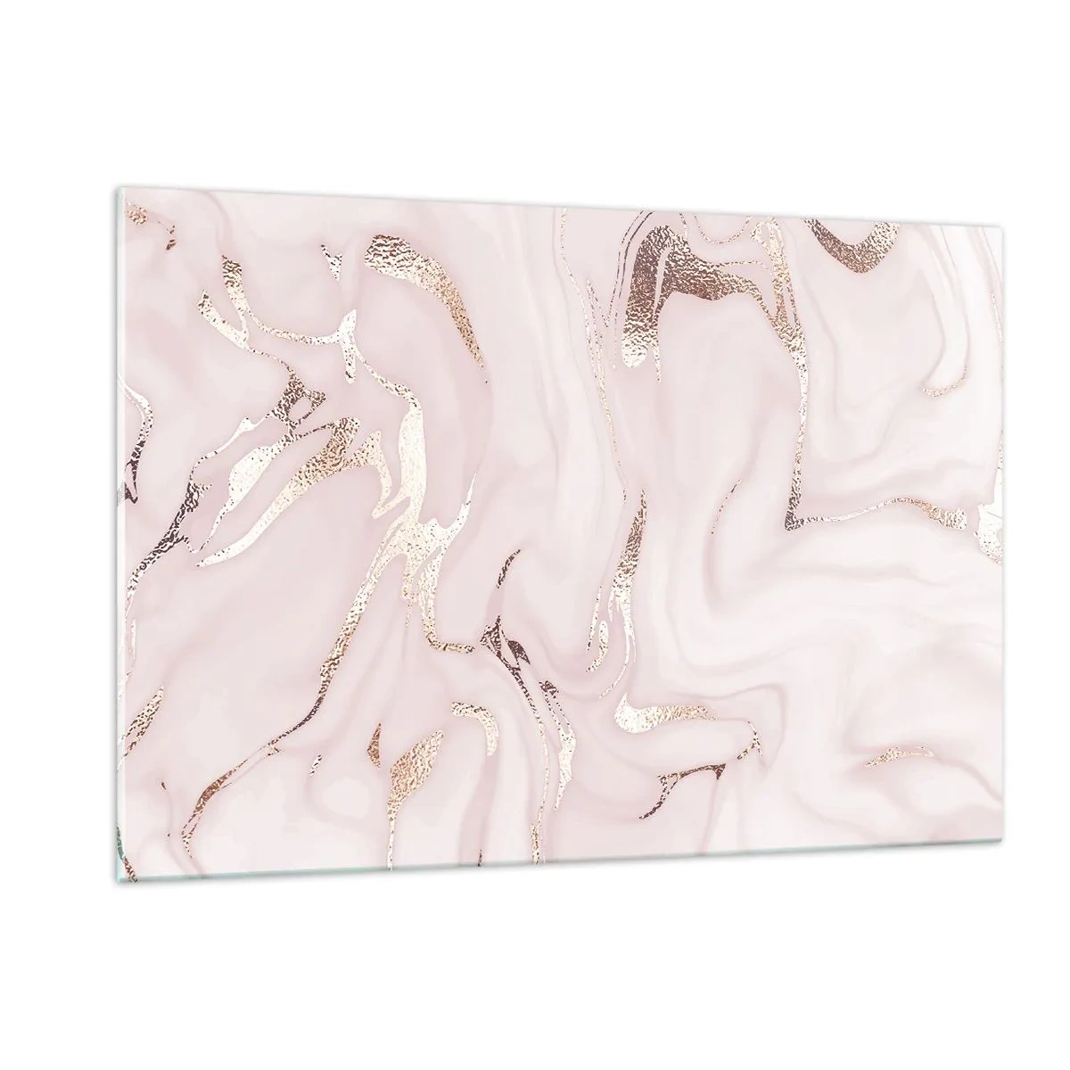 Obraz na szkle - Różowo-złoty abstrakcyjny wzór przypominający marmur - 120x80cm - W różowym szale - Nowoczesna dekoracja ścienna do salonu, kuchni i sypialni ARTTOR
