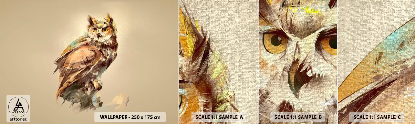 Fototapeta Próbka Premium Canvas - Najmądrzejsza sowa - potwierdzi dąbrowa - Sowa, Ptak, Abstrakcja - 100x30 cm