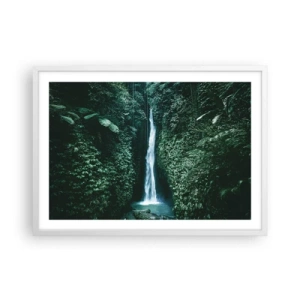 Plakat w białej ramie - Tropikalny zdrój - 70x50 cm