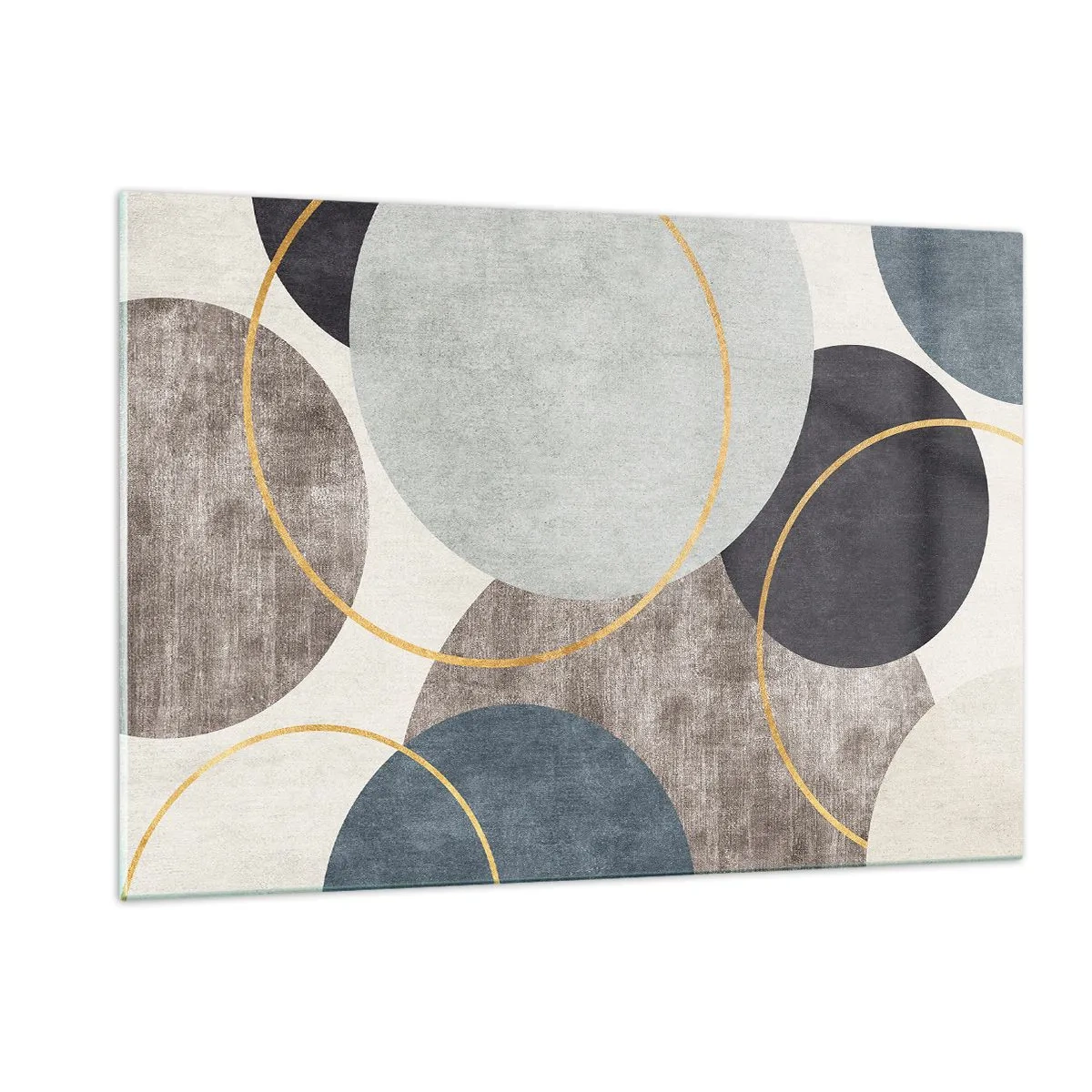 Obraz na szkle - Kompozycja okręgów w stonowanych kolorach - 120x80cm - Koło za kołem - Nowoczesna dekoracja ścienna do salonu, kuchni i sypialni ARTTOR