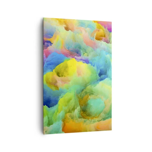 Obraz na płótnie - Abstrakcyjna kompozycja w tęczowych barwach - 80x120cm - Tęczowy puch - Nowoczesna dekoracja ścienna do salonu i sypialni ARTTOR