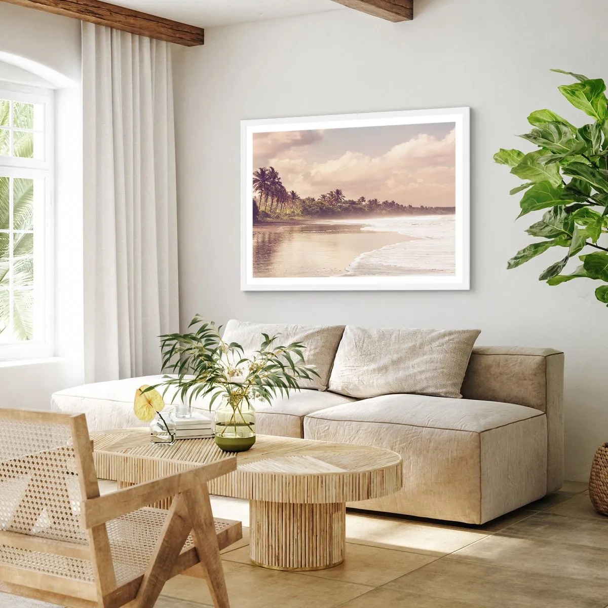 Plakat w białej ramie - Pieszczota fal - 50x40 cm