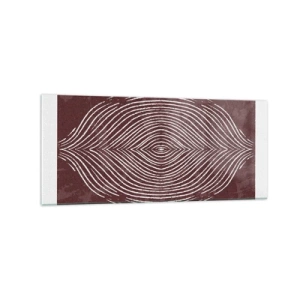 Obraz na szkle - Symetryczne fale w białych liniach na brązowym tle - 120x50cm - Przestrzeń mówi - Nowoczesna dekoracja ścienna do salonu i sypialni ARTTOR
