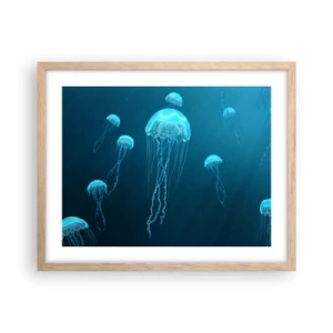Plakat w ramie jasny dąb - Oceaniczny taniec - 50x40 cm