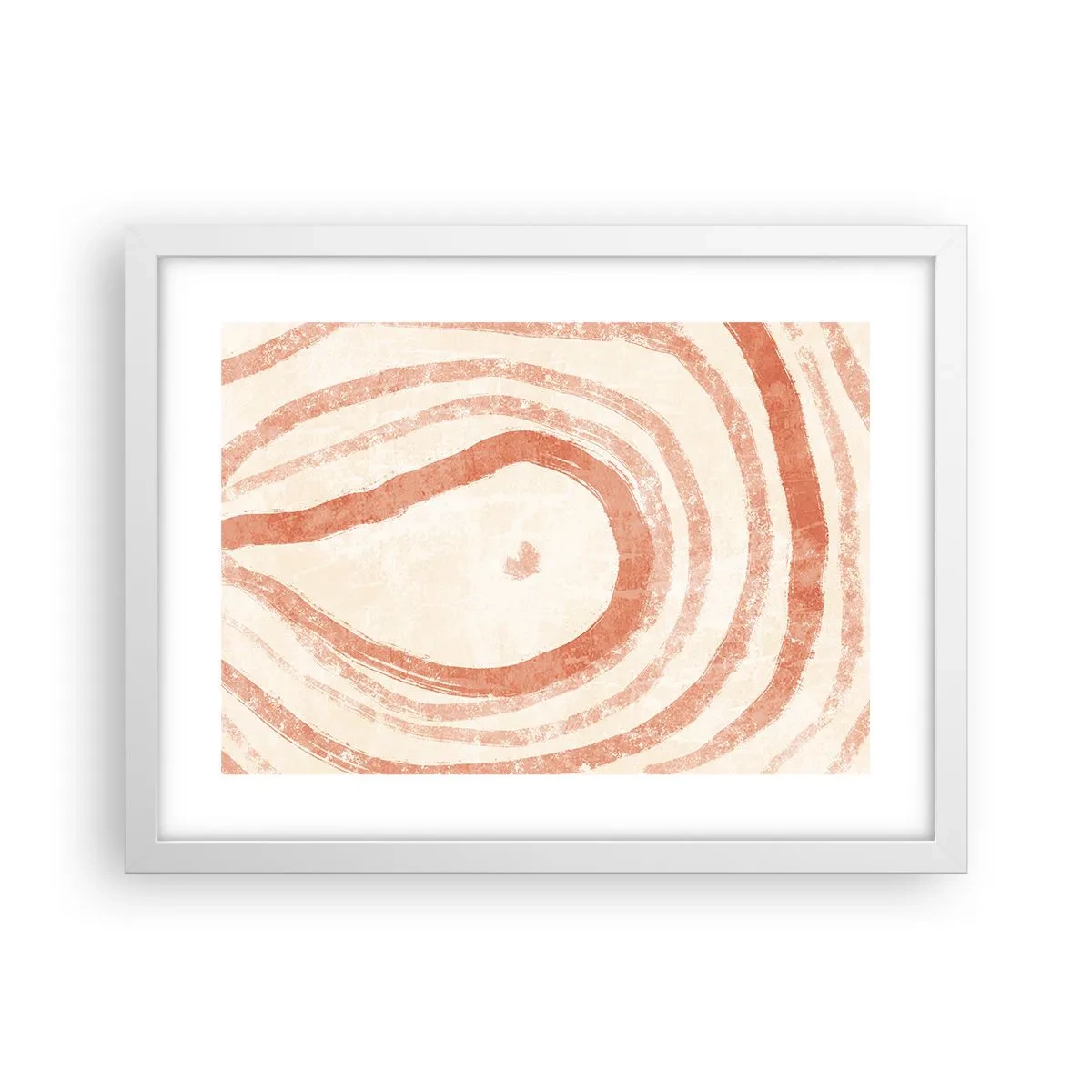 Plakat w białej ramie - Koralowe kręgi – kompozycja - 40x30 cm
