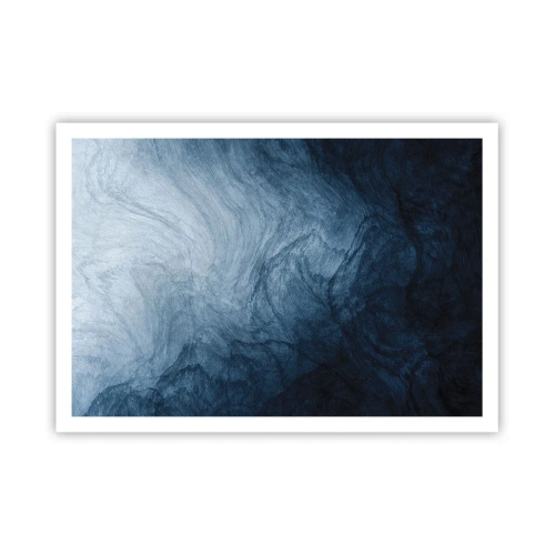Plakat - Abstrakcyjna kompozycja w odcieniach błękitu i granatu - 100x70cm - W głąb sięgnąć - Nowoczesna dekoracja ścienna do salonu i sypialni ARTTOR