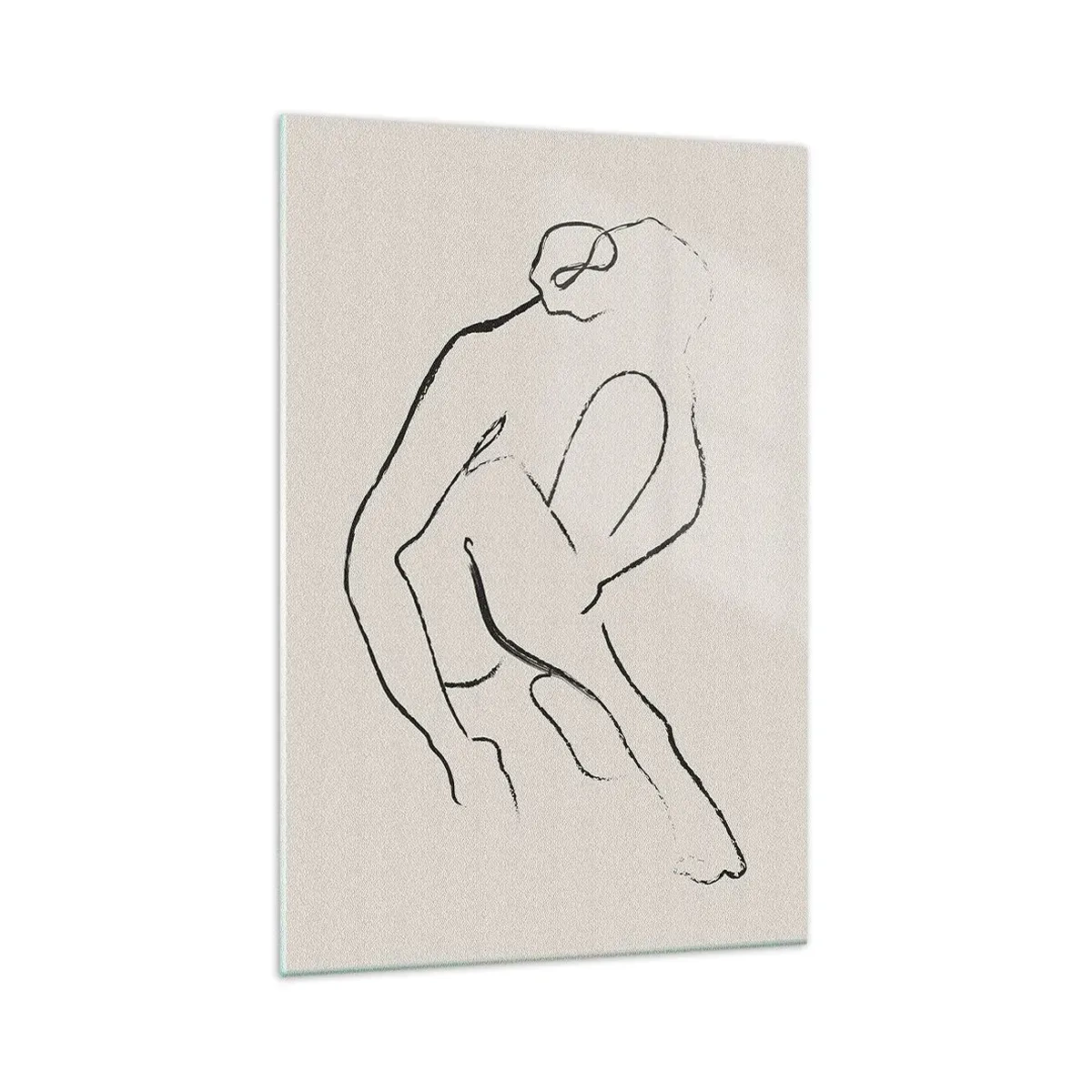 Obraz na szkle - Minimalistyczna sylwetka w czerni na jasnym tle - 70x100cm - Szkic intymny - Nowoczesna dekoracja ścienna do salonu i sypialni ARTTOR