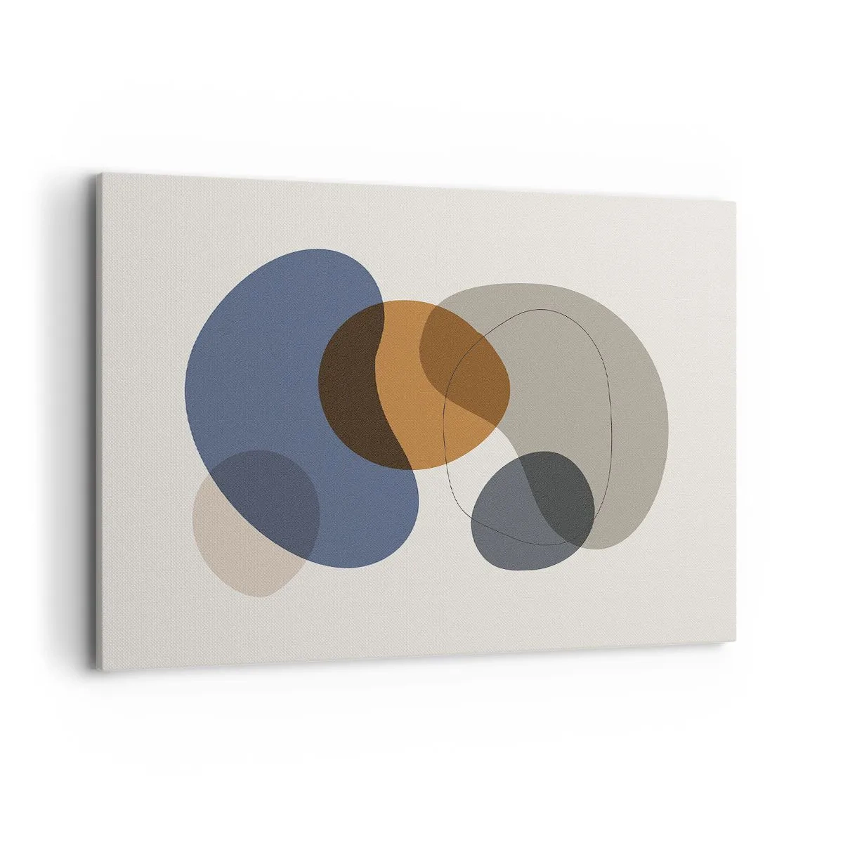 Obraz na płótnie - Abstrakcyjne kolorowe formy w odcieniach niebieskiego i brązu - 100x70cm - Krople barw - Nowoczesna dekoracja ścienna do salonu, kuchni i sypialni ARTTOR