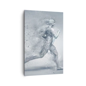 Obraz na płótnie - Dynamiczna postać w biegu w abstrakcyjnym stylu - 80x120cm - Energia krystalicznie czysta - Nowoczesna dekoracja ścienna do salonu i sypialni ARTTOR