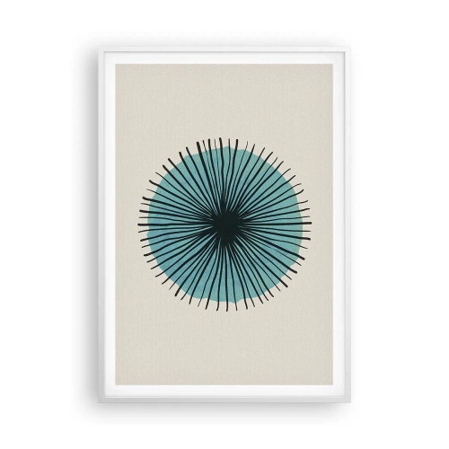 Plakat w białej ramie - Promieniście na błękicie - 70x100 cm