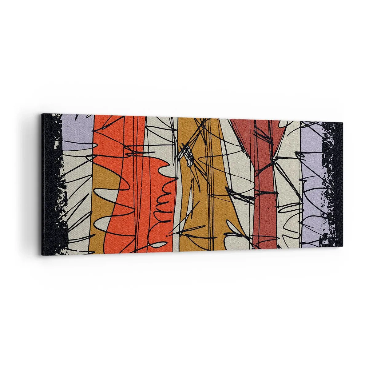 Obraz na płótnie - Abstrakcyjna kompozycja w intensywnych kolorach - 120x50cm - Kompozycja spontaniczna - Nowoczesna dekoracja ścienna do salonu i sypialni ARTTOR