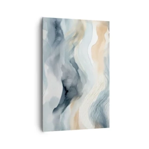 Obraz na płótnie - Delikatna abstrakcja z motywem gór w pastelowych odcieniach - 80x120cm - Abstrakcja śnieżna i mglista - Nowoczesna dekoracja ścienna do salonu i sypialni ARTTOR