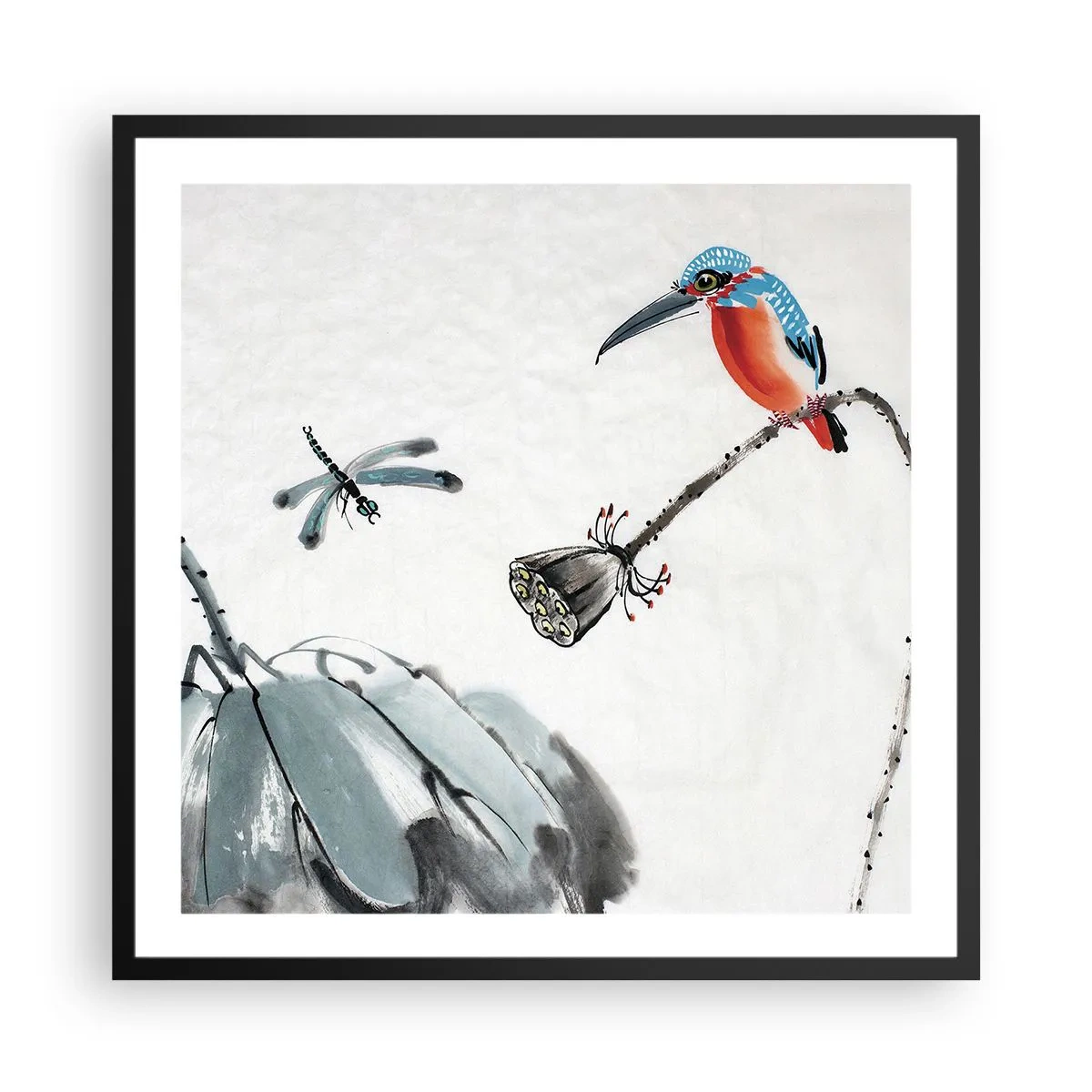 Plakat w czarnej ramie - Życie łąki - 60x60 cm