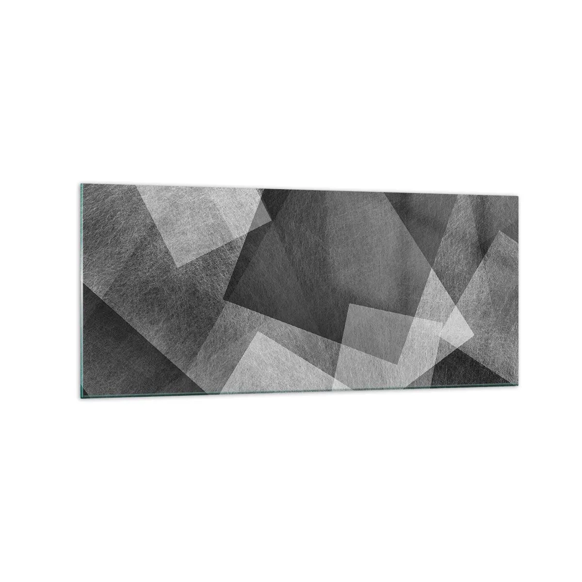 Obraz na szkle - Czarno-biała abstrakcja z geometrycznymi kształtami - 120x50cm - Odwieczny symbol trwałości i porządku - Nowoczesna dekoracja ścienna do salonu i sypialni ARTTOR
