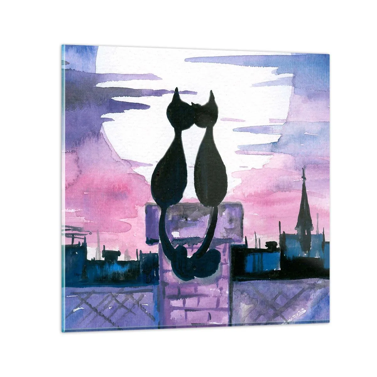 Obraz na szkle - Rendez-vous pod księżycem - 70x70 cm