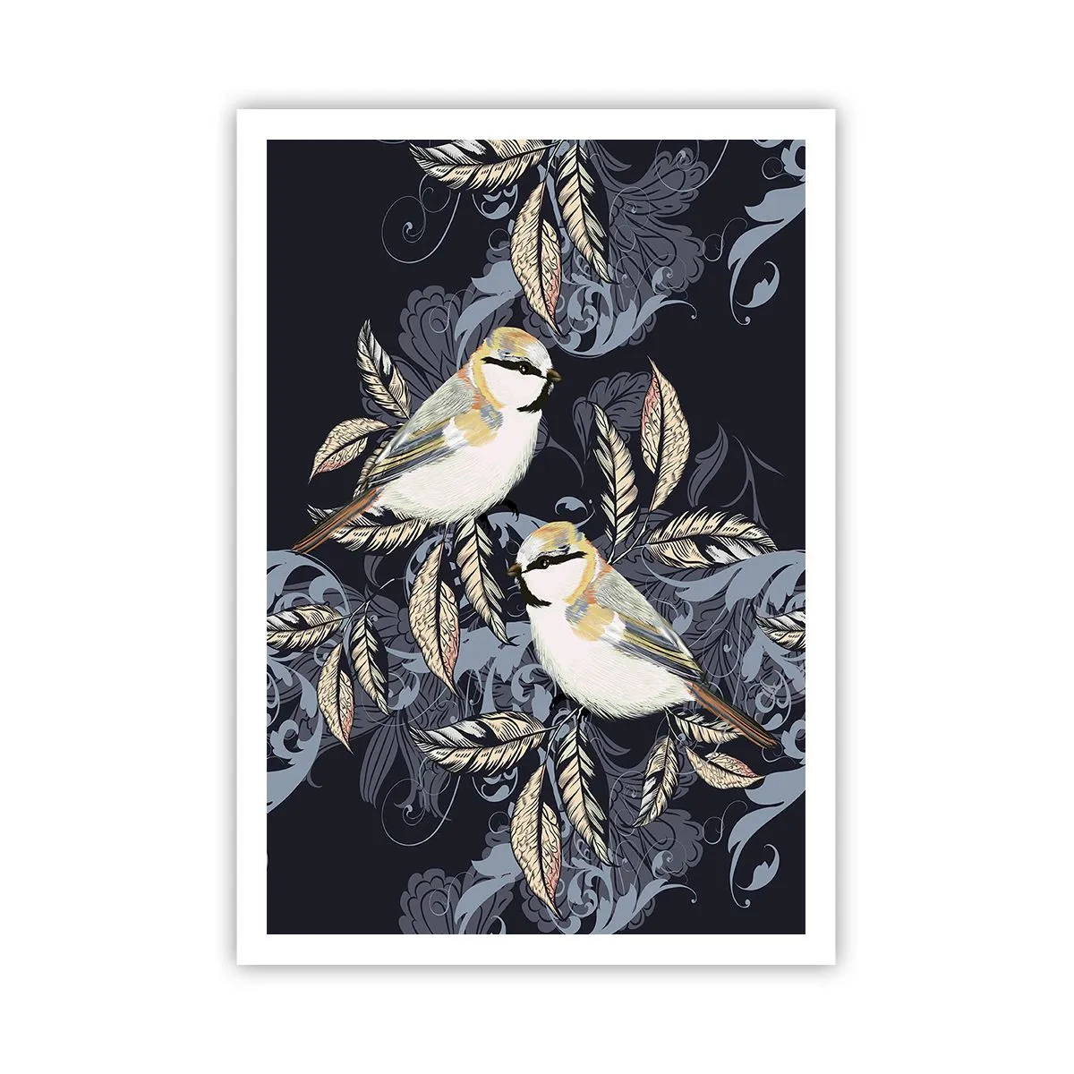 Plakat - Żółto-błękitny trel - 70x100 cm