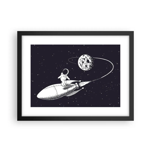 Plakat w czarnej ramie - Kosmiczny surfer - 40x30 cm