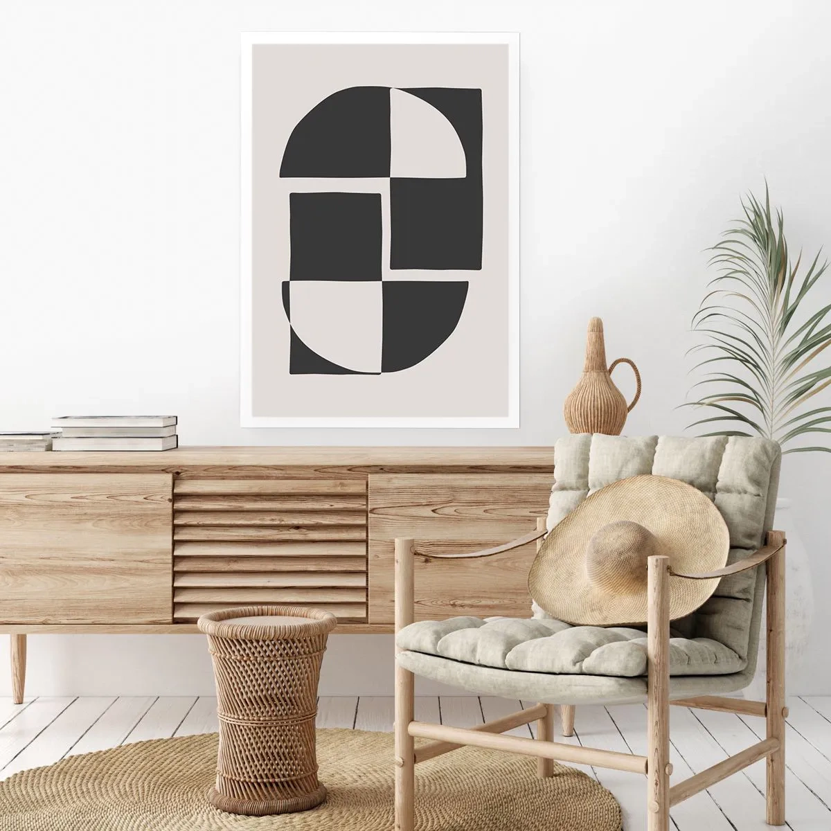 Plakat - Geometryczna kompozycja w czerni i bieli - 50x70cm - Antyteza – synteza - Nowoczesna dekoracja ścienna do salonu, kuchni i sypialni ARTTOR