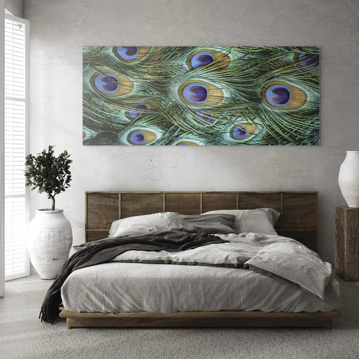 Obraz na szkle - Pawiookie spojrzenie - 100x40 cm