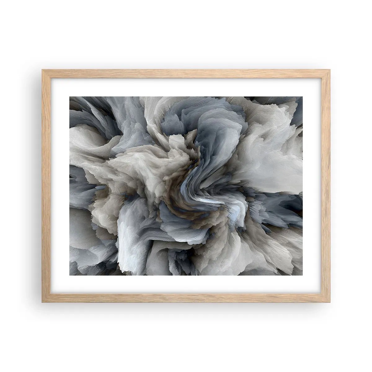 Plakat w ramie jasny dąb - Kamień i kwiat - 50x40 cm