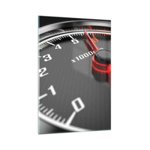Obraz na szkle - Zbliżenie na obrotomierz z czerwoną wskazówką - 80x120cm - Gaz do dechy - Nowoczesna dekoracja ścienna do salonu i sypialni ARTTOR
