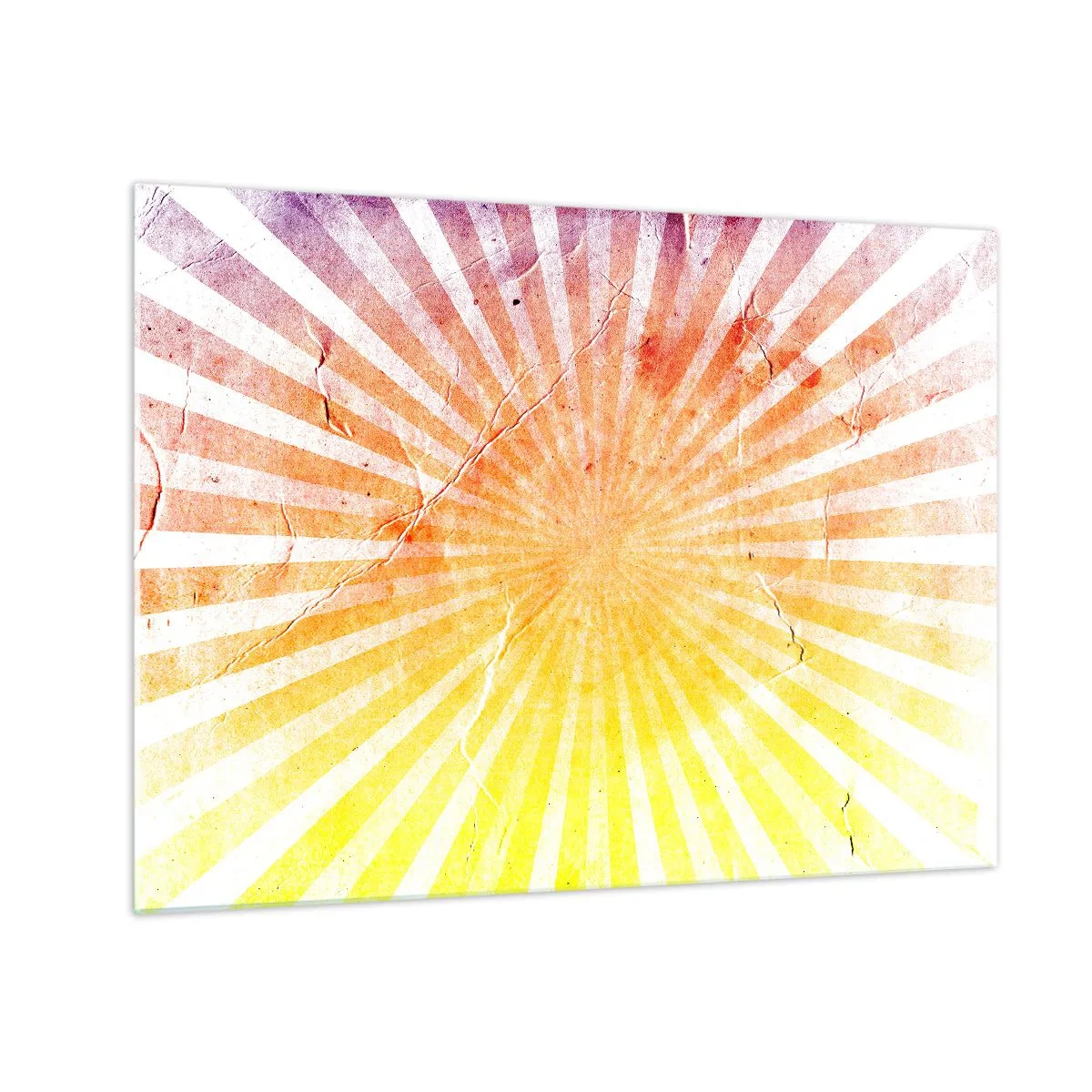 Obraz na szkle - Promienie wschodzącego lub zachodzącego słońca w stylu retro - 70x50cm - Wschody i zachody - Nowoczesna dekoracja ścienna do salonu i sypialni ARTTOR