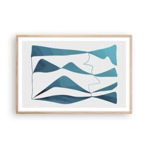 Plakat w ramie jasny dąb - Abstrakcja: turkusowy związek - 91x61 cm