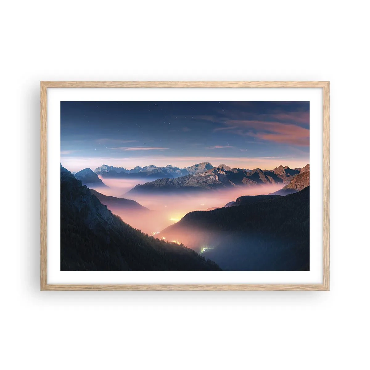 Plakat w ramie jasny dąb - Światło w dolinach - 70x50 cm