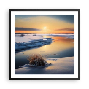 Plakat w czarnej ramie - Zimowy zachód słońca - 60x60 cm