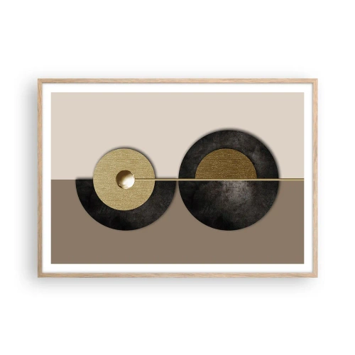 Plakat w ramie jasny dąb - Wariacje wokół koła - 100x70 cm