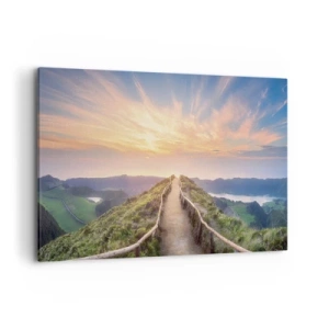 Obraz na płótnie - Malownicza ścieżka na wzgórzu z widokiem na zachód słońca - 100x70cm - Blisko nieba - Nowoczesna dekoracja ścienna do salonu, kuchni i sypialni ARTTOR