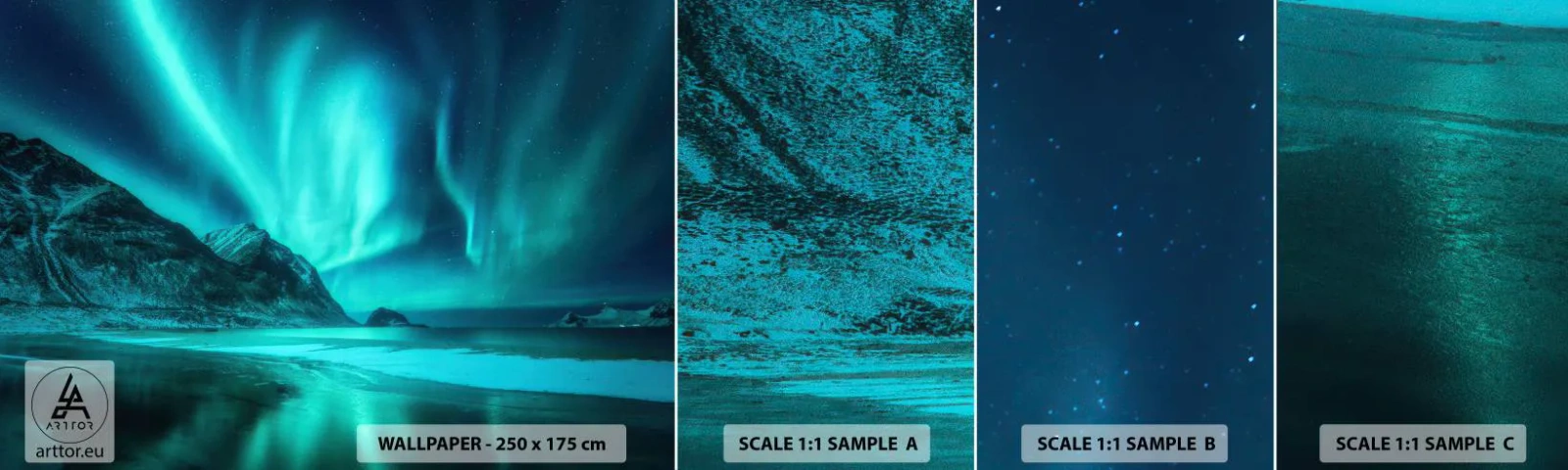 Fototapeta Próbka Samoprzylepna Deluxe Sticker - Cuda północy - Krajobraz, Biegun Północny, Zorza Polarna - 100x30 cm