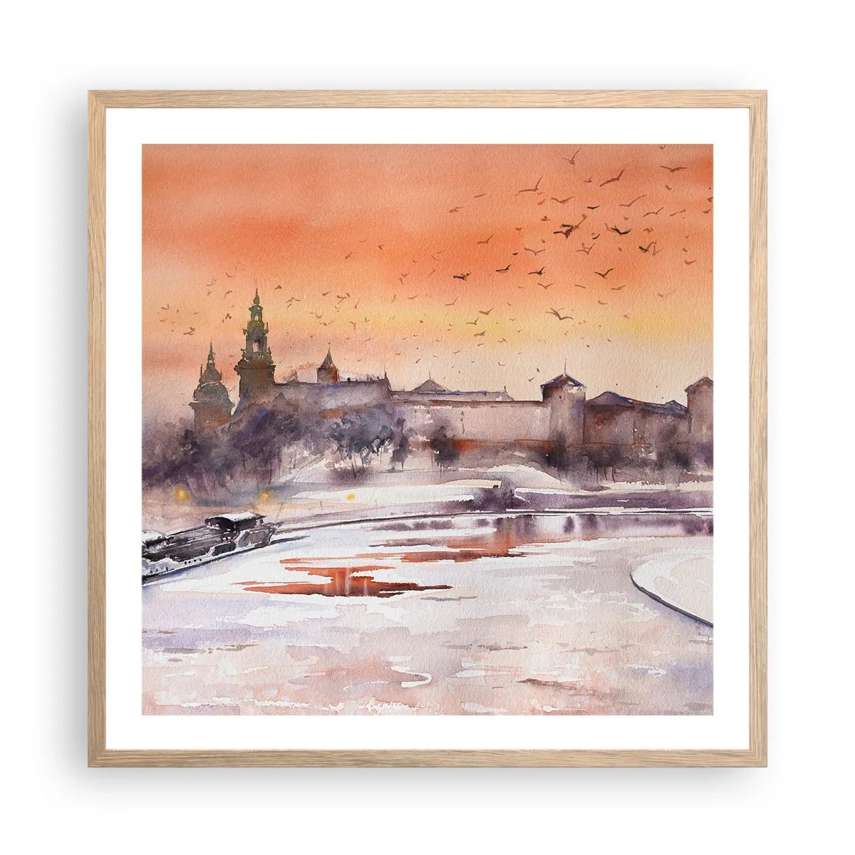 Plakat w ramie jasny dąb - Królewski zachód słońca - 60x60 cm