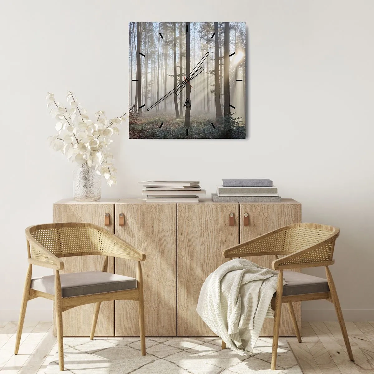 Zegar ścienny - Mgła też się zbudziła - 40x40 cm