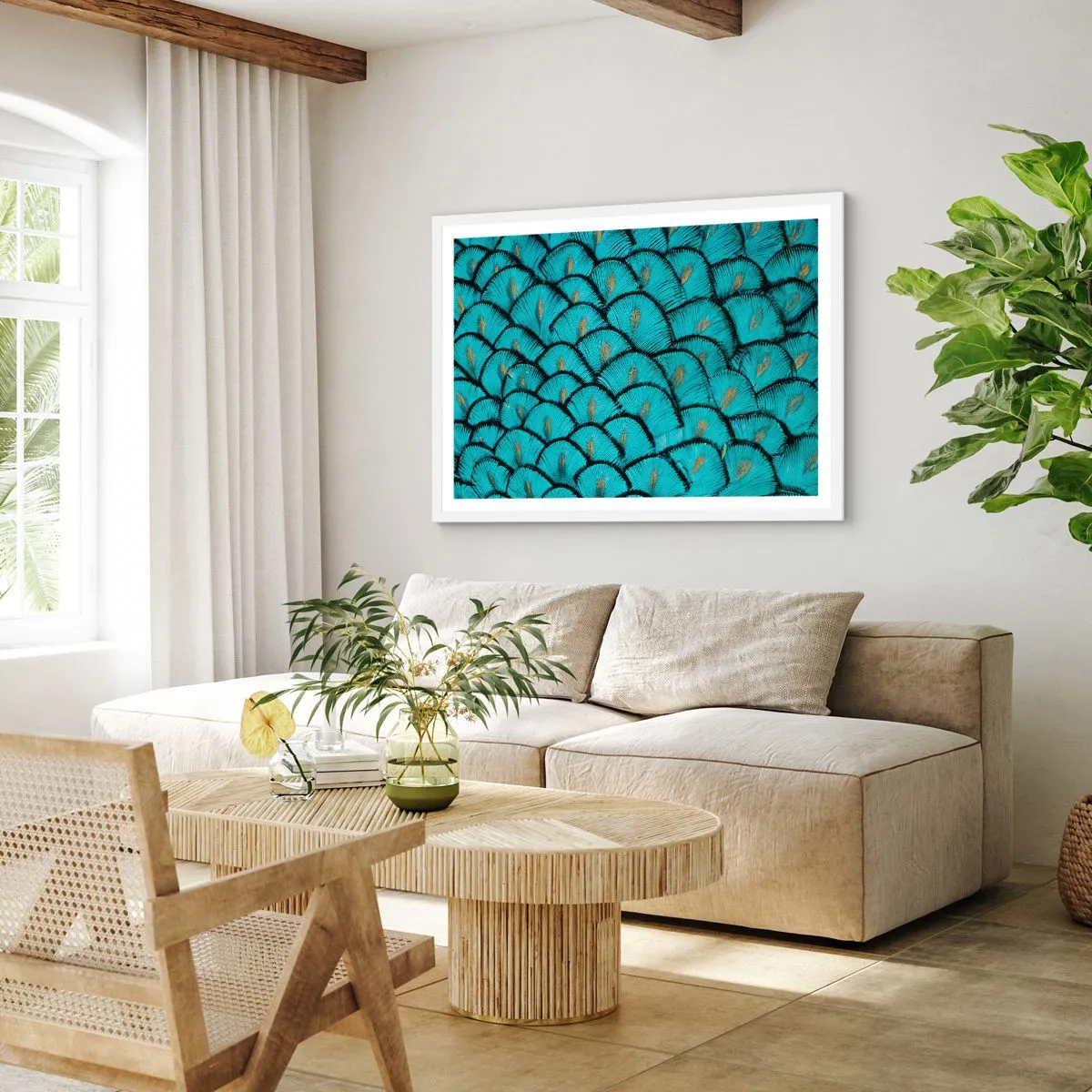 Plakat w białej ramie - Wielka gala piór - 100x70 cm