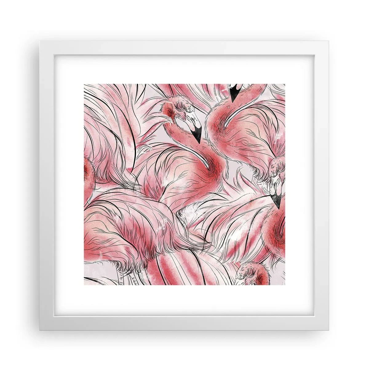 Plakat w białej ramie - Ptasi corps de ballet - 30x30 cm
