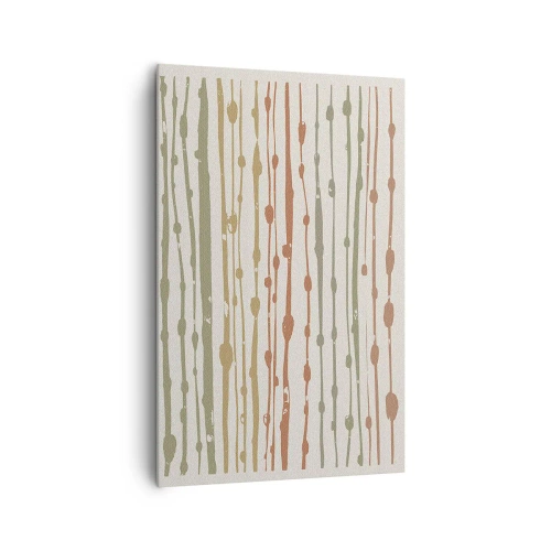 Obraz na płótnie - Wzór linii w ciepłych odcieniach na jasnym tle - 80x120cm - Muzyczny zapis barw - Nowoczesna dekoracja ścienna do salonu i sypialni ARTTOR