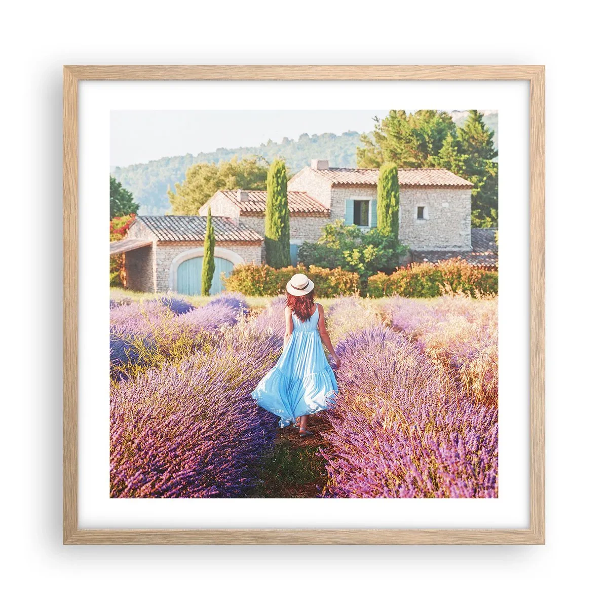 Plakat w ramie jasny dąb - Lawendowa dziewczyna - 50x50 cm