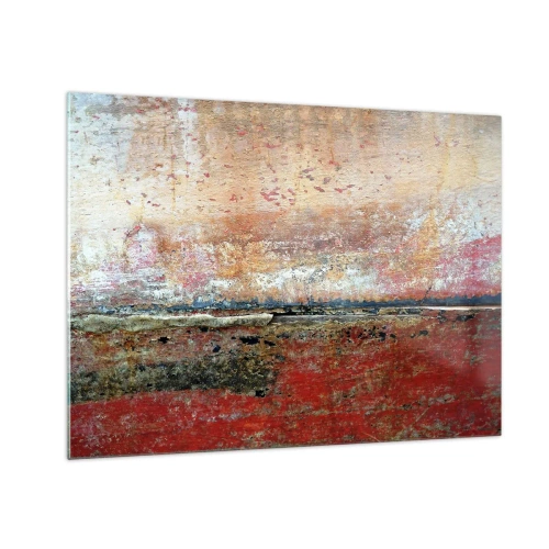 Obraz na szkle - Abstrakcyjna tekstura w odcieniach czerwieni i ochry - 70x50cm - Może to morze - Nowoczesna dekoracja ścienna do salonu i sypialni ARTTOR