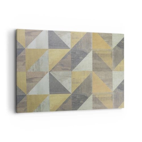 Obraz na płótnie - Geometryczna kompozycja trójkątów w odcieniach ziemi - 100x70cm - Pod kątem trójkąta - Nowoczesna dekoracja ścienna do salonu, kuchni i sypialni ARTTOR