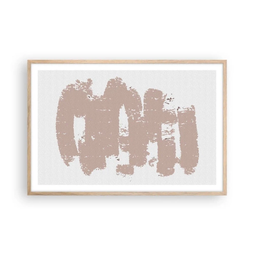 Plakat w ramie jasny dąb - Abstrakcja w łagodnym różu - 91x61 cm