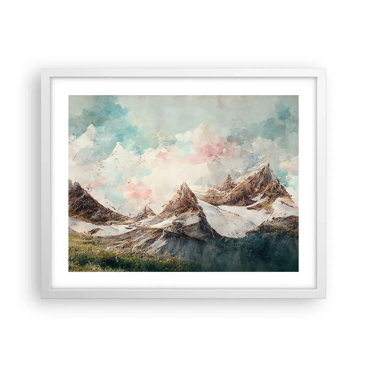 Plakat w białej ramie - Skalne ostrza - 50x40 cm