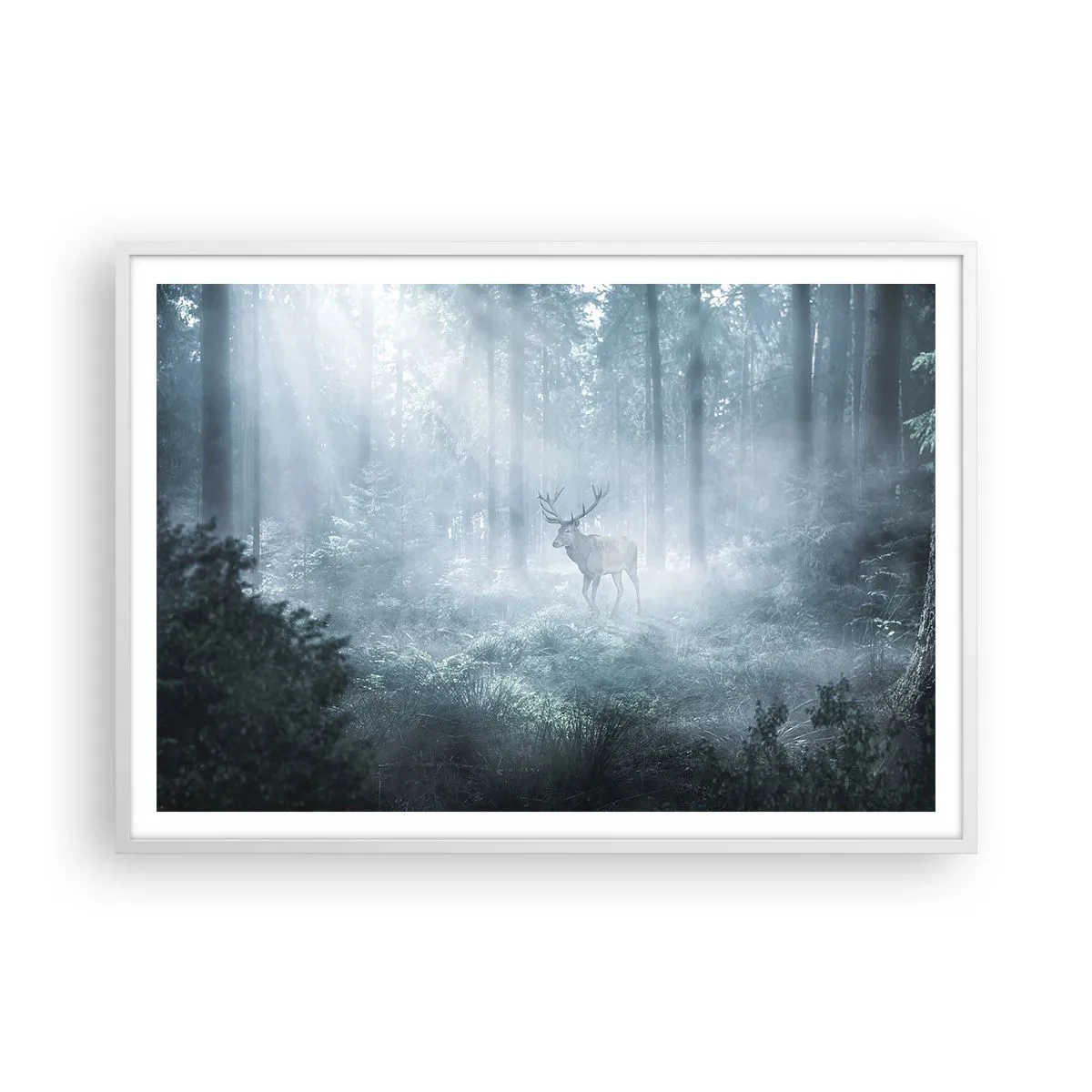 Plakat w białej ramie - Poranny obchód włości - 100x70 cm